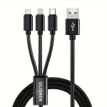 3-in-1 USB įkrovimo laidas, Juoda
