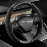 1 Komplektas Suede Vairaračio Užvalkalas Tesla Model 3 Y , Juoda