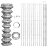 Tvoros tinklas, 25 x 1,25 m, su stulpais, cinkuota viela, Sidabro