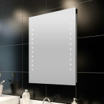 Sieninis vonios veidrodis su LED ap&scaron;vietimu 60 x 80 cm, Sidabro