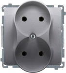 Dvieigė rozetė be įžeminimo, inox, Simon Basic