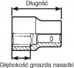 12-kampė lizdinė galvutė 1" 65 mm