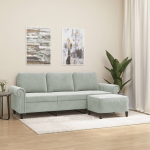 Trivietė sofa su pakoja, &scaron;viesiai pilka, 180cm, aksomas