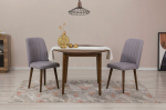 I&scaron;plečiamas valgomojo stalo ir kėdžių rinkinys (3 vienetai) Vina 0701 - Walnut, Grey
