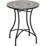 Outsunny sodo staliukas mozaikinis staliukas apvalus bistro staliukas mozaikinis stalvir&scaron;is keraminis metalinis žalias+smėlio+baltas &Oslash;60cm