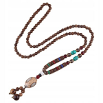 NEPALAS BUDISTŲ MALA TIBETANAS Vienuolio medinis vėrinys rankų darbo amuletas, NEPALAS BUDISTŲ MALA TIBETANAS Vienuolio medinis vėrinys rankų darbo amuletas