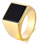 UNISEX žiedas su ženklu GOLDEN plienas 316L, paauksuotas EU25 US11