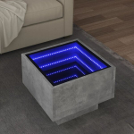 &Scaron;oninis staliukas su led, betono, 40x40x30cm, apdirbta mediena