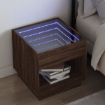 Naktinis staliukas su infinity led, rudas ąžuolo, 50x50x50cm