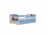 Vaiki&scaron;ka lova be čiužinio, su stalčiumi Kocot Kids BabyDreams Blue galloping horse, 180x80 cm, mėlyna