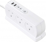 Masterplug itin tvirtas 6 lizdų maitinimo ilgiklis su jungikliu, apsauga nuo vir&scaron;įtampių, 2 usb prievadais 3.1a, 2m, baltas, 18x7x6cm