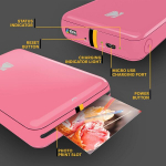 Kodak Step momentinis spalvotas nuotraukų spausdintuvas i&scaron;maniesiems telefonams, ne&scaron;iojamas, mini, Zink, 5 x 7.5 cm lipnios nuotraukos, Bluetooth, suderinamas su Ios ir Android įrenginiais, smagi redagavimo programėlė, rožinis