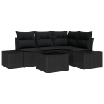 vidaXL Sodo Sofų Rinkinys 5 pcs Juoda poliratanas