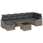 8 dalių sodo sofa rinkinys su pagalvėlėmis Pilka Poli ratanas
