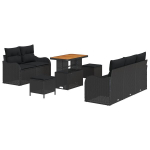 8 dalių sodo sofos rinkinys su pagalvėmis juodas poli ratanas akacija,2-vietė sodo sofa su pagalvėmis juodas poli ratanas,3 dalių sodo valgomojo rinkinys su pagalvėmis juodas poli ratanas akacija