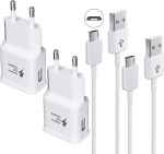 Adaptive Quick Charge įkroviklis (2 vnt.), greito įkrovimo maitinimo ki&scaron;tukas su micro Usb įkrovimo laidu, 1,5 m, suderinamas su Samsung Galaxy S7/s7 Edge/s6/s6 Plus/s5/s4/s3/s2/a03/j7/j3/note5 4 Mobile