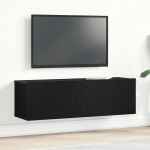 Juodmedžio Sieninis TV Kabinetas 100x30x30 cm Pagamintas i&scaron; Medžio Plok&scaron;tės
