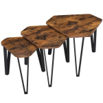 Staliukų rinkinys, Begryf, VS18, 59x52x45 cm, tamsiai rudos spalvos, 3 vnt., skirtingų dydžių, metalinės kojelės, 59 x 52 x 45 cm