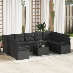 10 dalių sodo sofa rinkinys su pagalvėmis &scaron;viesiai rudos poli ratanas