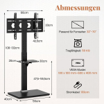 Costway TV stovas 32-70 colių plok&scaron;čiam ir lenktam televizoriui iki 45 KG 108-132 cm auk&scaron;čio reguliuojamas televizoriaus stovas su 2 lizdais ir USB / C tipo