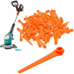 100 plastikinių atsarginių peilių, skirtų "Gardena" 9823 9825 9820 9821 oranžinei vejapjovei 70 mm