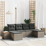 6 dalių sodo sofa rinkinys su pagalvėlėmis pilka poli ratanas akacija