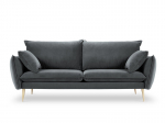 Trivietė aksominė sofa Milo Casa Elio, pilka/auksinės spalvos