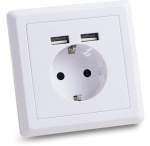 Rozetė su 2xUSB jungtimis, Vir&scaron;tinkinė rozetė su 2 USB jungtimis, 2,4A