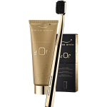 Auksinis dantų gelis Swiss Smile Gold 75 ml + auksu dengtas itin &scaron;velnus dantų &scaron;epetėlis Swiss Smile Gold 1 vnt.