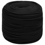 vidaXL darbo virvė, 8mm, 50m, juoda
