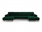 Panoraminė velvet sofa Hebe, 6 sėdimos vietos, žalio butelio sp.