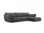 De&scaron;ininė kampinė sofa Vanda, 4 sėdimos vietos, pilka