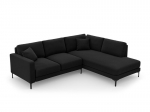De&scaron;inioji kampinė velvet sofa Venus, 5 sėdimos vietos, juoda