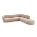 Aksominė de&scaron;ininė kampinė sofa Micadoni Miley, 252 x 220 x 74, smėlio