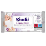 Drėgnos servetėlės su linų aliejumi Kindii Linen Care, 50 vnt.
