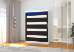 Spinta ADRK Furniture su LED ap&scaron;vietimu Martinez 150, juoda/balta