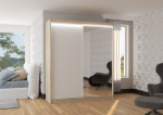 Spinta ADRK Furniture su LED ap&scaron;vietimu Viki 180, balta/smėlio
