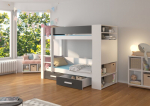 Dviauk&scaron;tė lova ADRK Furniture Garet, 90x200 cm, balta/juoda