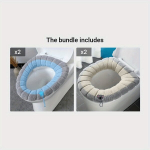 Stora megzta tualeto sėdynės pagalvėlė su rankena., Pilka+mėlyna*2 + Pilka+Beige*2
