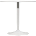 Valgomojo stalas 2 asmenims, apvalus stalvir&scaron;is &Oslash;80 cm, MDF ir plienas, neslidus, baltas, 75H cm