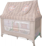 Maniežas-lova su stogeliu Lorelli Sweet Home, Beige, 70x127x122 cm