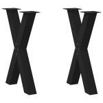 Valgomojo stalo kojelės, x formos, 2 vnt., juoda, 60x(72-73) cm