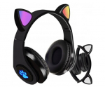 Bluetooth Ausinės Cat Ears LED Happy People, juodos spalvos