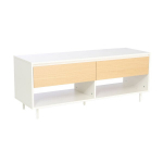 TV staliukas Home4You HERTA 120x40xH48cm, metalinės kojelės, 2 stalčiai, smėlio spalva