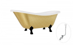 Vonia Besco Otylia Glam 160, Gold+Black, su sifonu su persipylimu Klik-klak Chrome