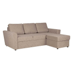 Kampinė sofa-lova Home4you INGA smėlio spalvos, modernaus dizaino su patalynės dėže