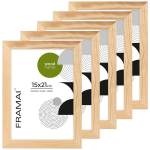 Žaliavinės medienos nuotraukų rėmeliai 15x21 cm (5 vnt.) RAW &ndash; medinis rėmelis FRAMAI