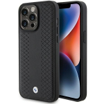 Bmw od Apple Iphone 15 Pro 6.1" juodas odinis dėklas su deimantų ra&scaron;tu