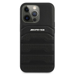 AMG AMHCP13LGSEBK iPhone 13 Pro / 13 6,1 juodas/juodas deklas odinis su įspaustomis linijomis