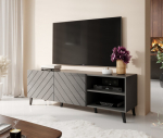 TV stovas 150 ABETO &ndash; matinė pilka / blizgi pilka MDF medijos spintelė